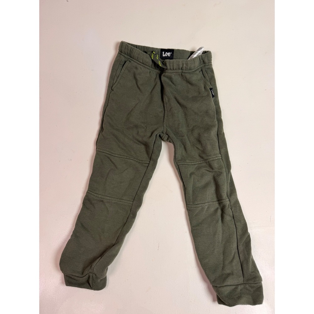 Lee Jogger Pants Boys 4T Olive Green casual Moto Knee Fleece Drawstring